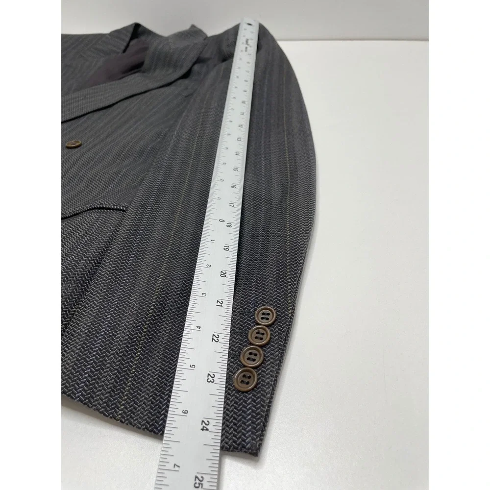 Vtg Lanvin Boutique Italy Wool Double Breasted‎ Blazer Suit Gray Mens Size 50
